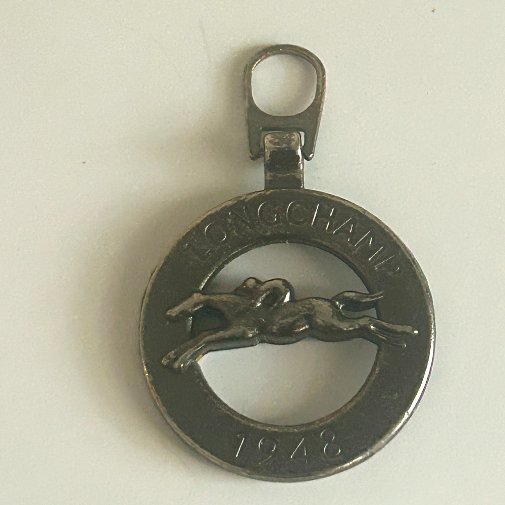 Longchamp Dark Silver Tone Leaping Horse 1948 Bag Charm